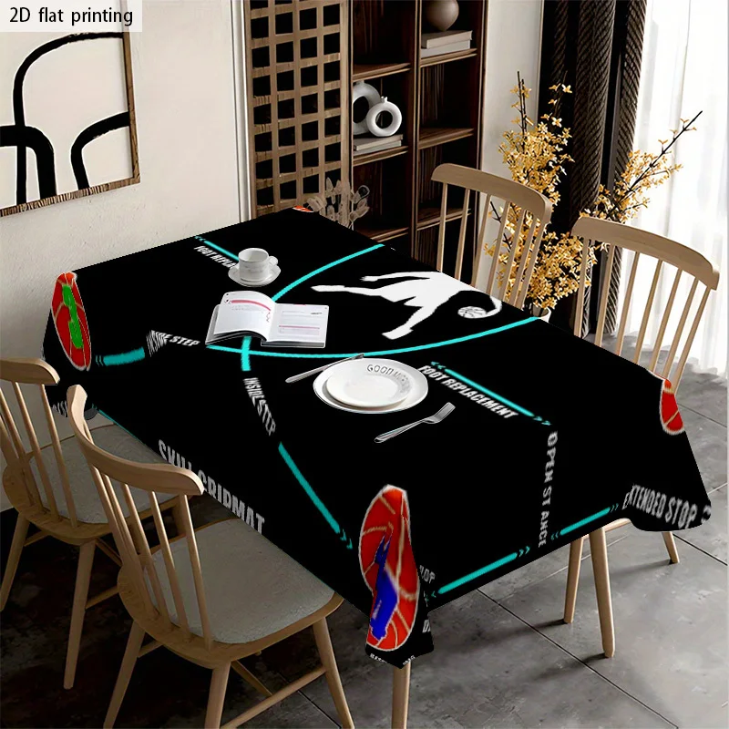 A Soft, Stylish, And Attractive Basketball-Themed Tablecloth, Machine Washable And Easy to Clean, Suitable for 4 Dining Tables/C