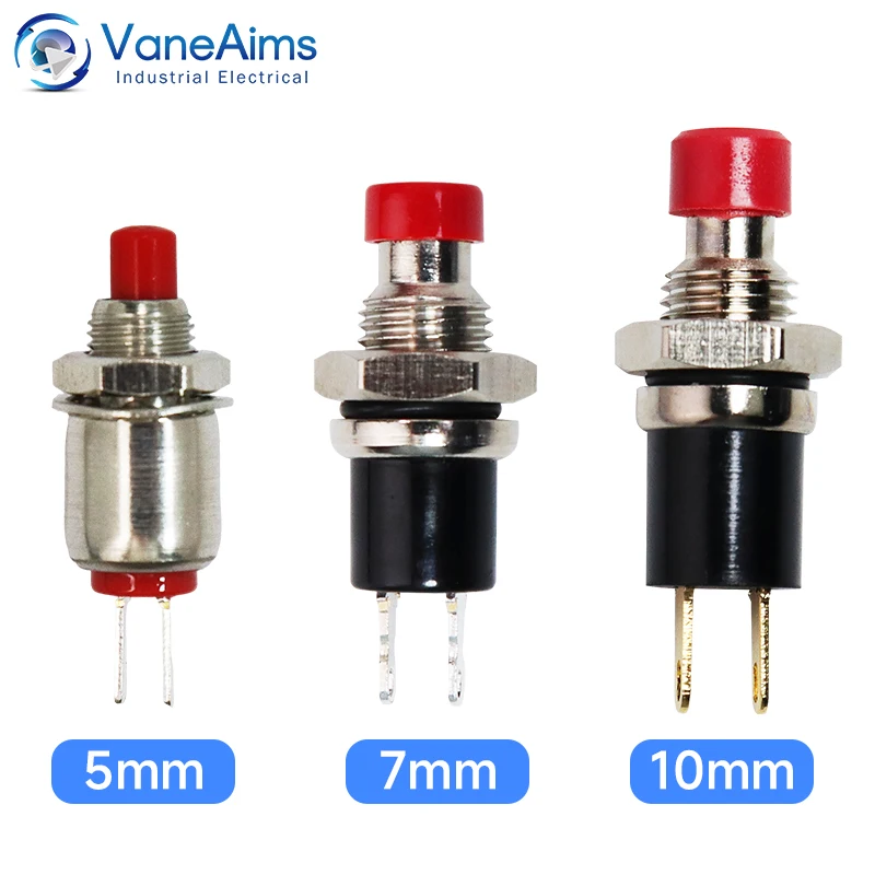 5mm 7mm 10mm Mini Push Button Switch Latching Self Reset Red High Head Small Buttons Switches 2 pins 1NO 1NC 3A/125V 1A/250V