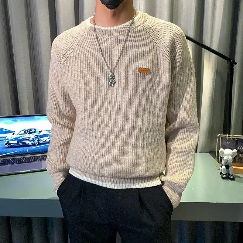 

Свободный мужской вязаный свитер, искусственная двухсекционная зимняя верхняя одежда, повседневная внутренняя одежда для ленивых, большие размеры, искусственная двухсекционная одежда