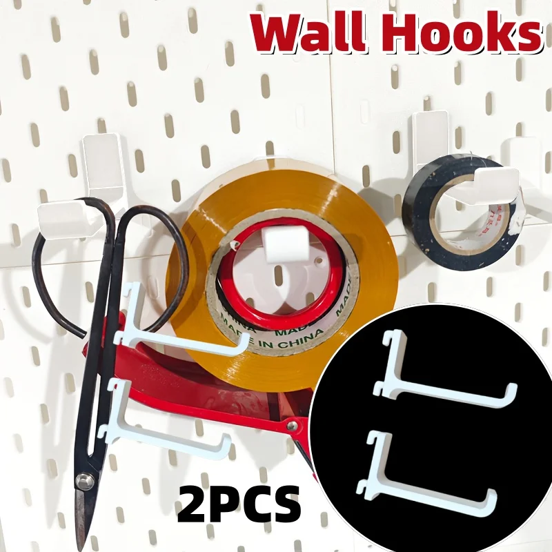 Ganchos de pared grandes para almacenamiento de herramientas, tablero poroso, estantes decorativos, soportes de exhibición, organizador para el hogar, accesorios para Ikea Skadis, 2 uds.