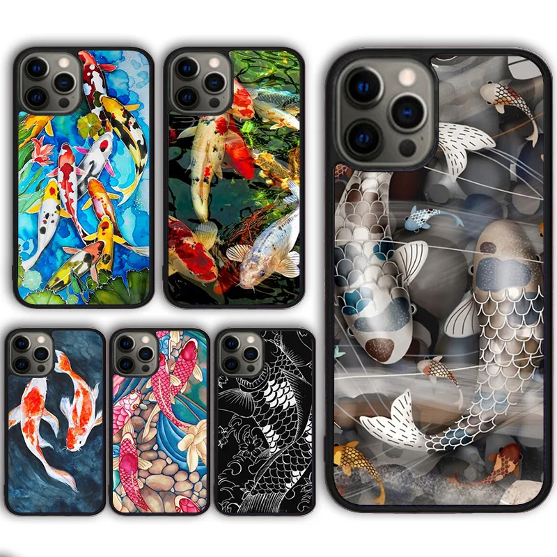 Koi Carp Fish Art Phone Case Cover for iPhone 16 15 SE2020 13 14 11 12 Mini Pro Max 6 7 8 Plus  coque fundas Shell