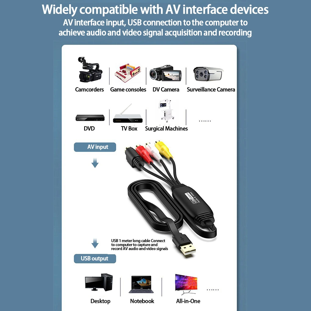 VHS إلى DVD محول بطاقة التقاط الصوت والفيديو USB Video Grabber لـ Video Grabber Vhs