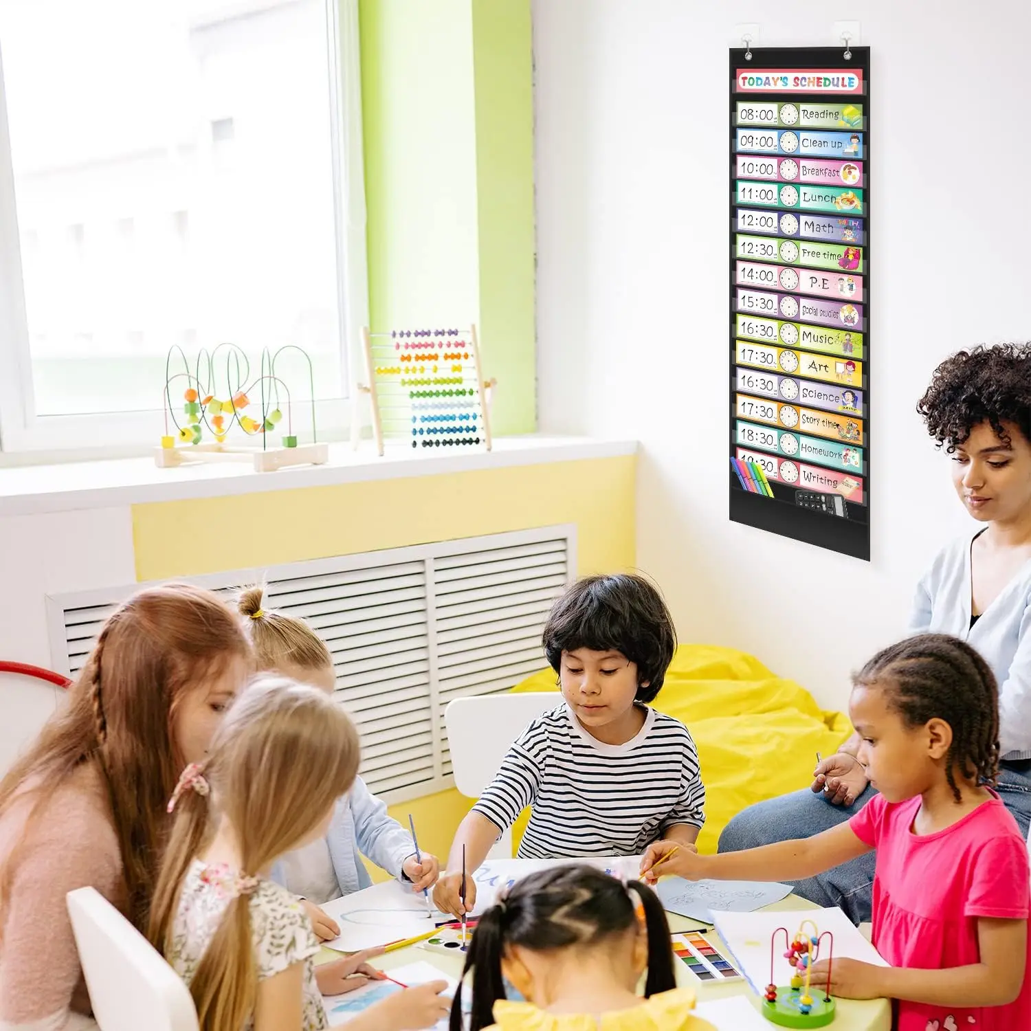 Карманная таблица ежедневного расписания с 30-мя двусторонними многоразовыми карточками, карманная таблица расписания для класса, офиса, дома