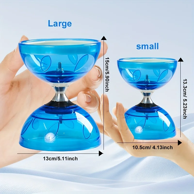 YoYo chino profesional Diábolo de doble cabeza con palos y palos, juguetes Yoyo de silicona para exteriores con luz Led o no, tamaño S/M