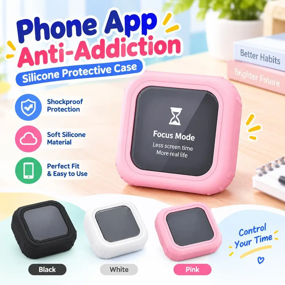 Silicone Protective Case For Phone App Anti-Addiction Screen Time Lock Box Soft Shockproof Cover For Focus Mode Timer Shell