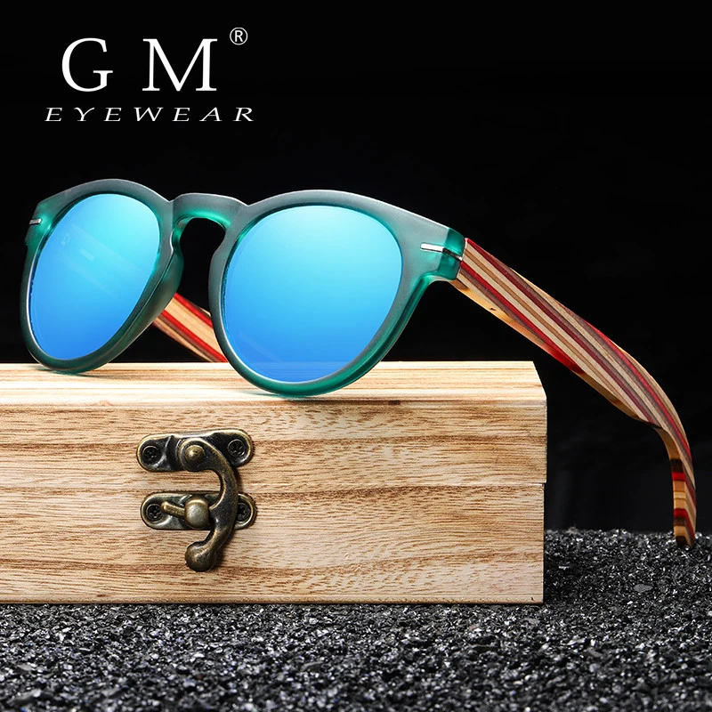 GM Natural Handmade Wood Sunglasses Women Sun Glasses Brand Design Original Color Glasses Oculo S5089