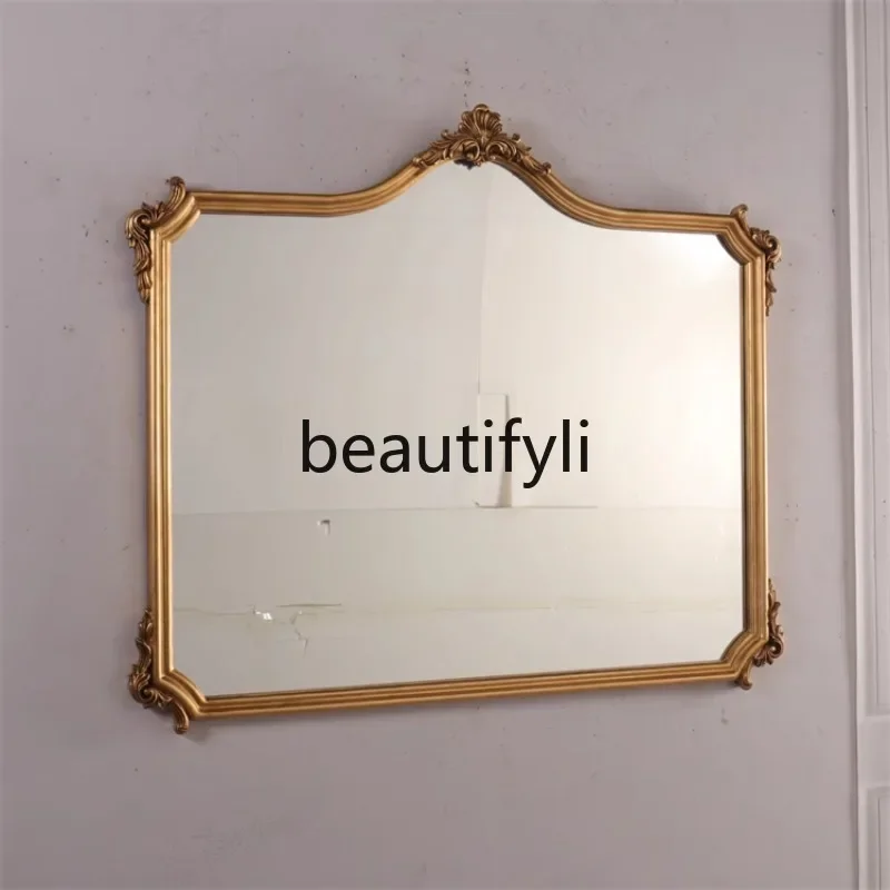 

ss25 126 * 115 horizontal plate bathroom dressing decoration fireplace mirror European French retro style golden luxury