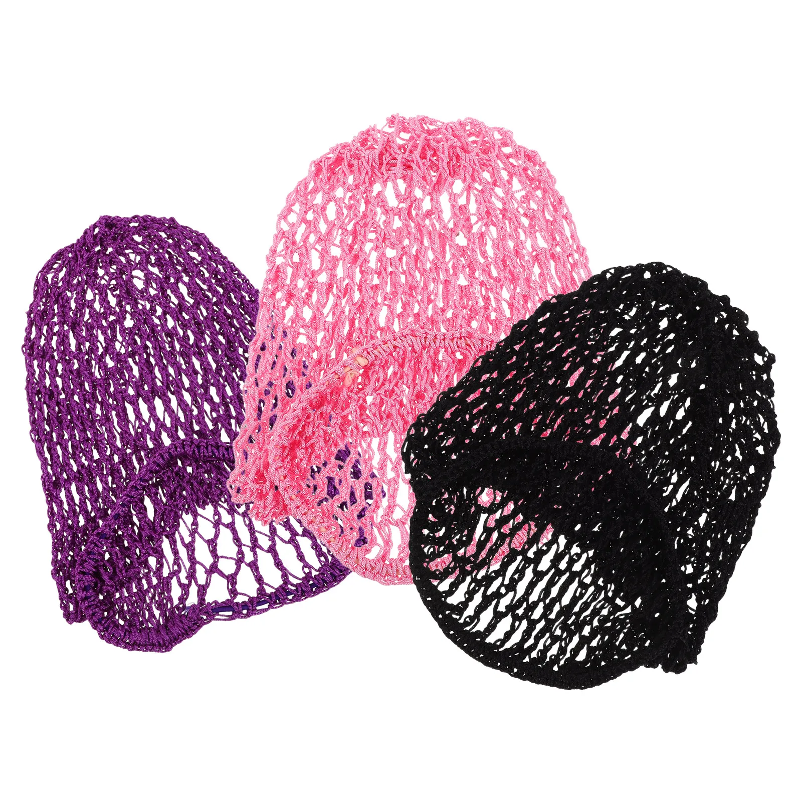 

3 Pcs Handmade Crochet Net Bun Caps Hand Crocheted Mesh Sleeping Cap for Women Reusable Stretchy Hair Bun Cover Hair Wrap