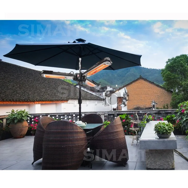 Three-piece Electric Heater, Commercial Vertical Restaurant, Rainproof Parasol Terrace Outdoor Heating Stove Garden