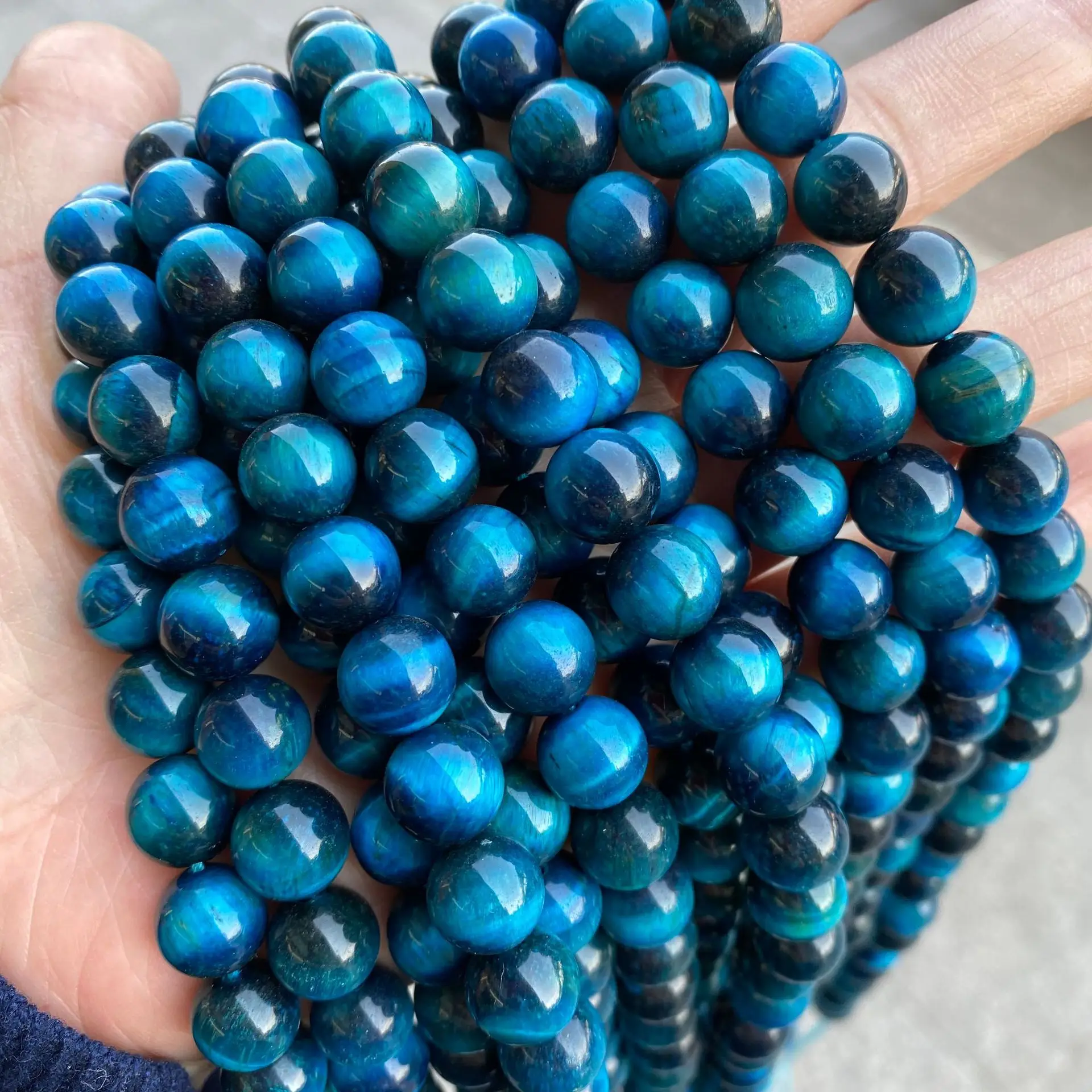 

Natural Stone Beads Royal Blue Tiger Eye Buddha Beaded Charm Bracelet Accessory Women Men Handmade Jewelry