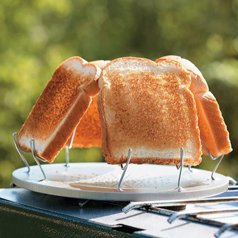 Einfacher Tragbarer Edelstahl-Toastständer für Outdoor-Camping, Faltbarer Multifunktions-Grill, Hochwertiger Campingkocher