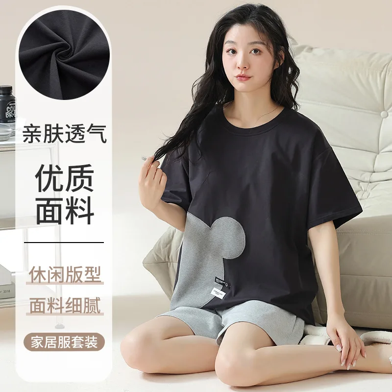 2025 Cotton Summer New Fashion Pajamas Set Women Sweet Cartoon Printed Short Sleeve T Shirt Shorts Soft Casual pijamas de mujer