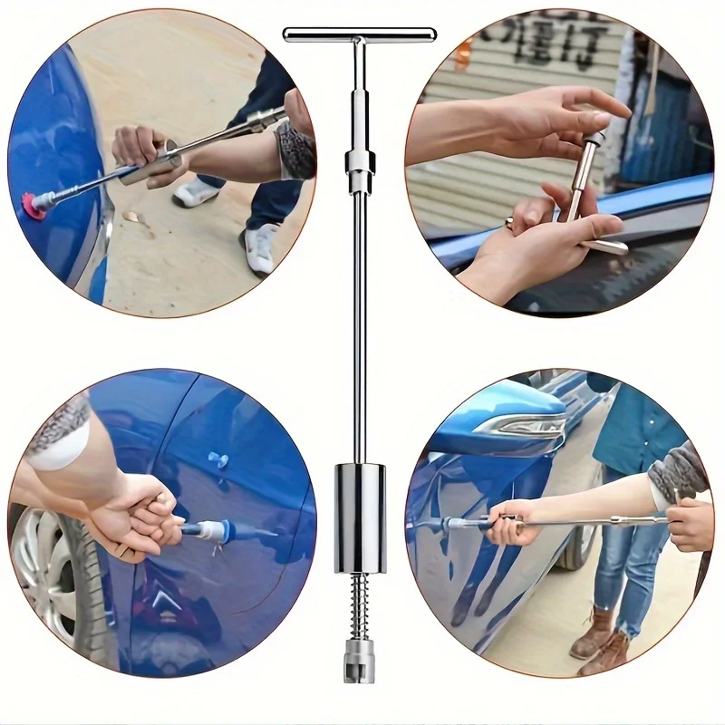 Car Dent Repair Kit, Get Professional Results With Our Metal T-Handle Puller And Plastic Glue Tabs! (Without Glue Gun)