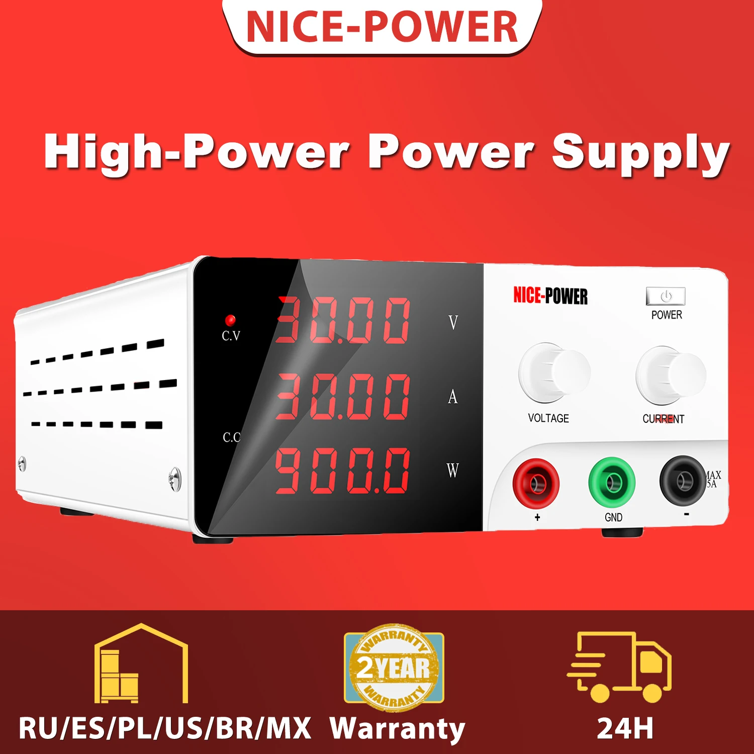 Lab Programmable DC 30V 30A 900W White Power Supply 12V 24V Adjustable Voltage Stabilizer Phone Charging Repair Tools Source