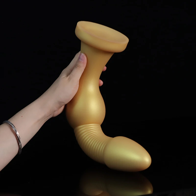 New Big Beads Silicone Dildo Golden Huge Fake Penis Anal Plug Anal Dilator Prostate Massager Masturbator Sex Toys For Women Men