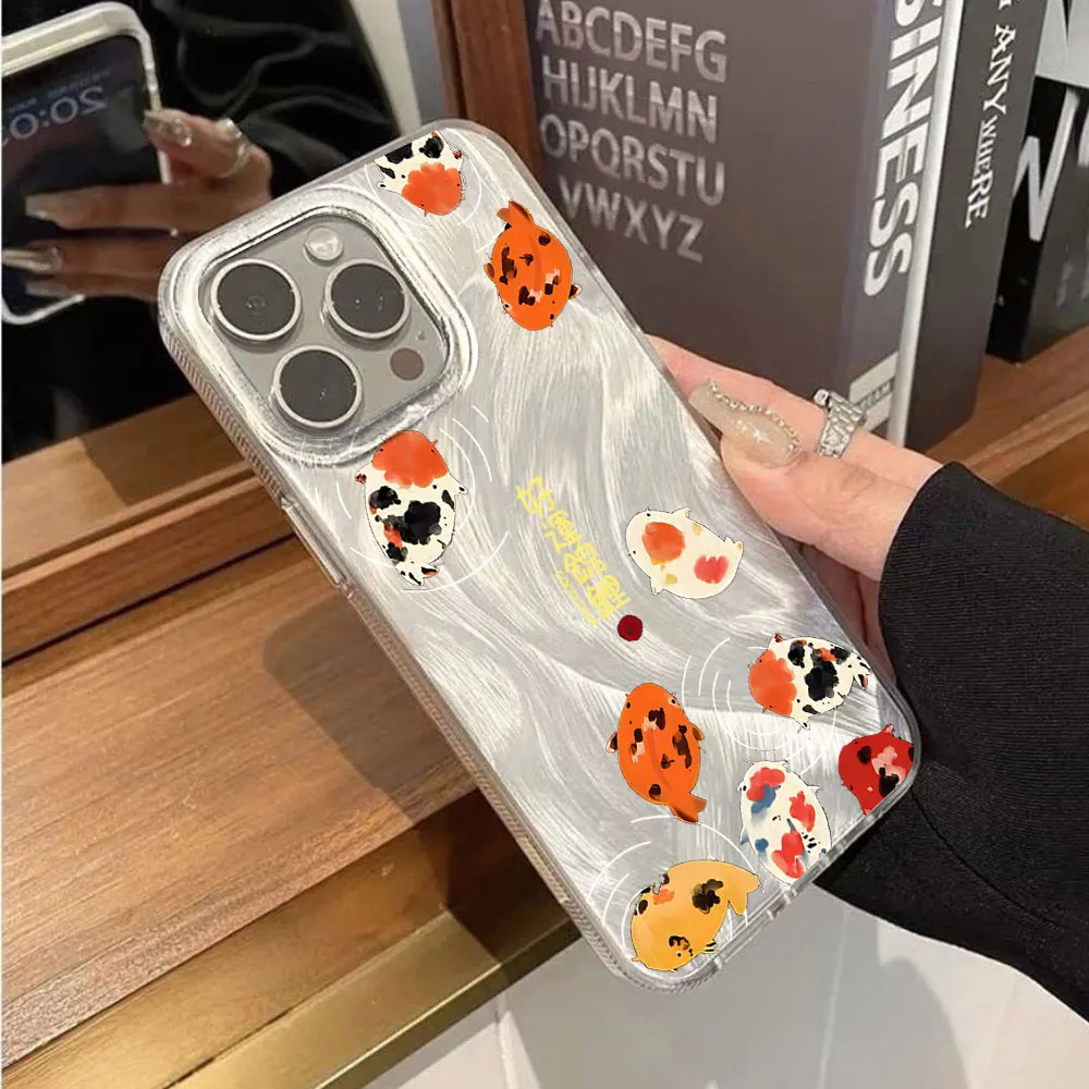 Drop-proof Phone Cases For Samsung Galaxy S26 S24 S25 Plus FE S23 S22 Ultra A36 A53 A35 A54 A55 A56 Orange Fishes Cartoon Cover
