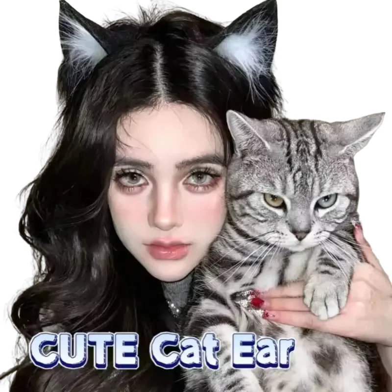 Women's Cute Cartoon Cat Ear Hairband Soft Plush Cosplay Headwear Anime Lolita Hair Accessory for Halloween Carnival Birthday