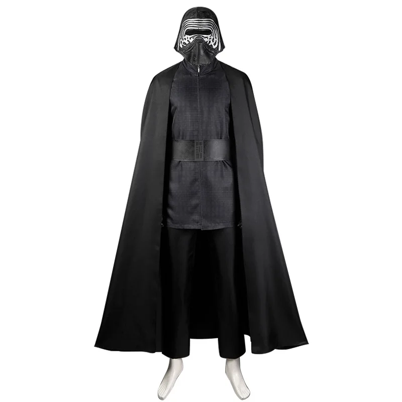 Nuevo Disfraz de Jedi para Hombre, Disfraz de Halloween, Disfraz de Superhéroe de Película, Conjunto Completo Negro con Capa y Máscara para Fiesta Masculina