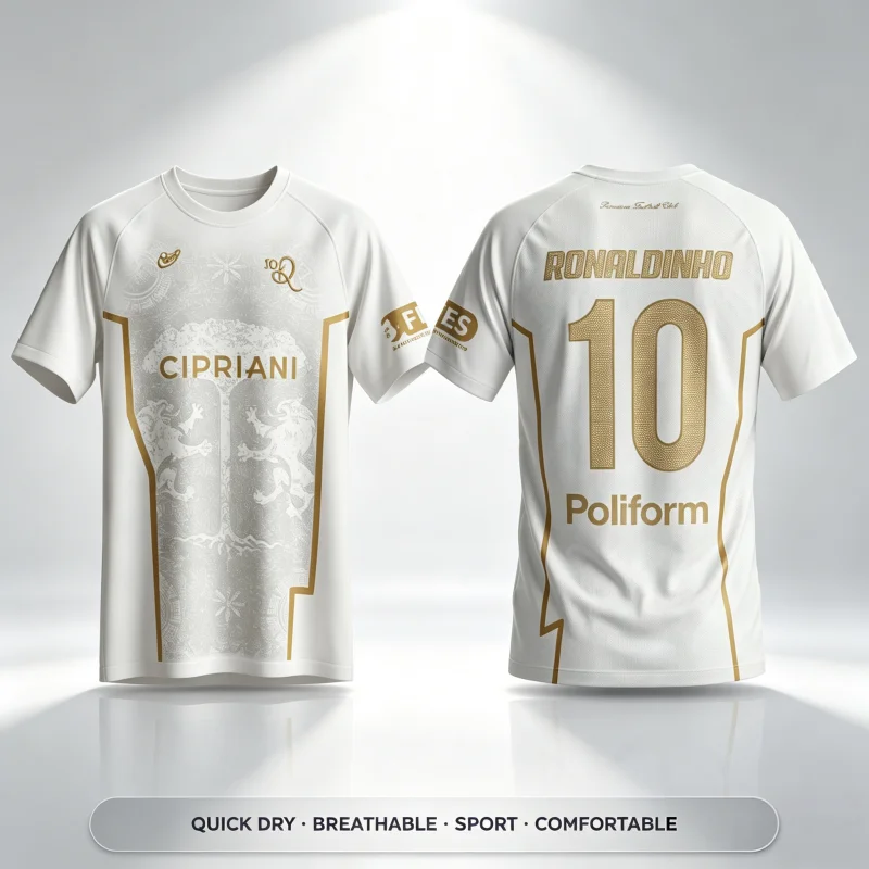 Ronaldinho Nr. 10 Ravenna Fußballtrikot, Herren- und Damen-Sommer-Sport-T-Shirt, atmungsaktiv, schnelltrocknend, Streetwear-T-Shirts, Eltern-Kind-Set. – Detail 1
