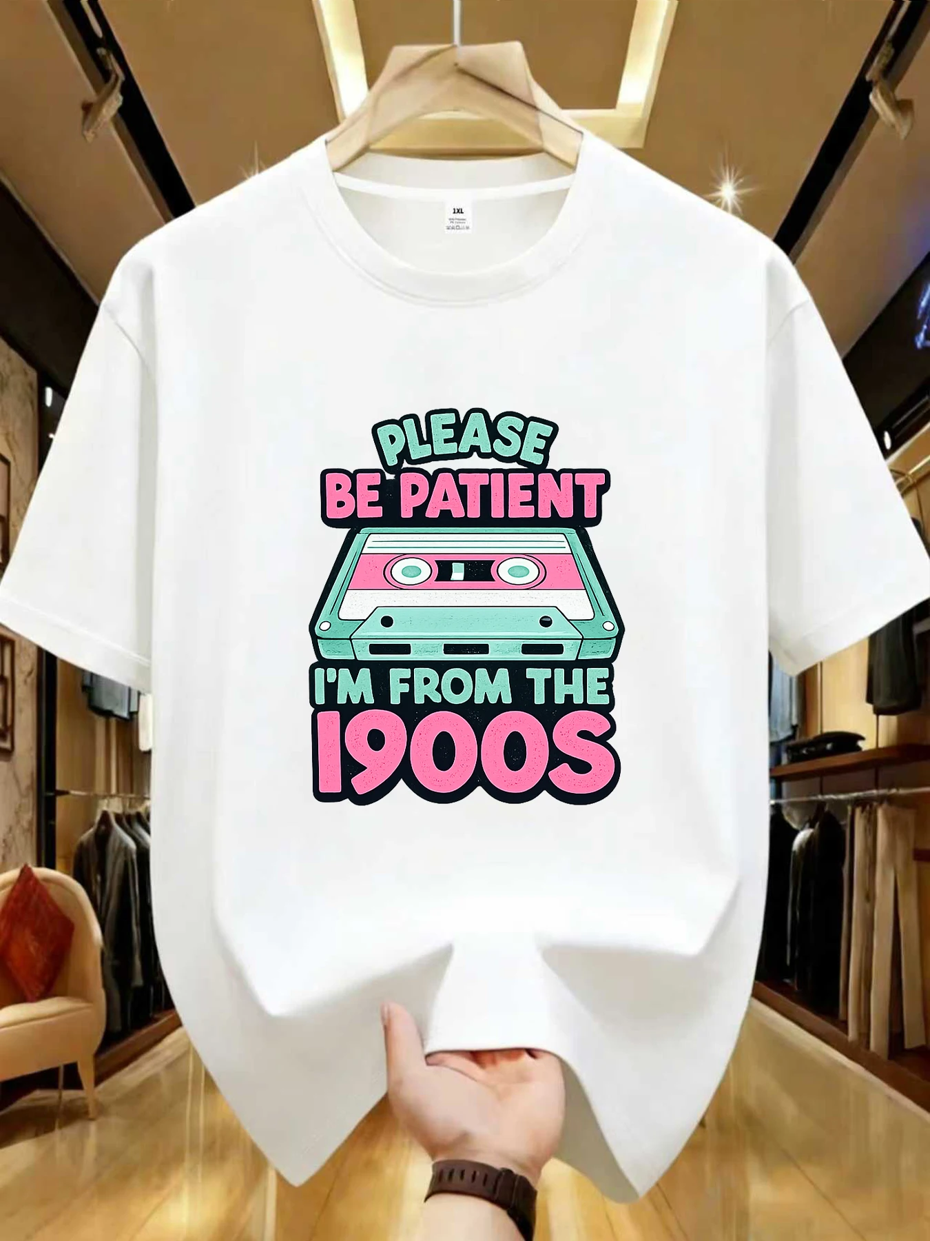 

【WDS0163】Magnetic tape and letter printing plus size women's round neck Tee summer casual short sleeved street fashion versatile