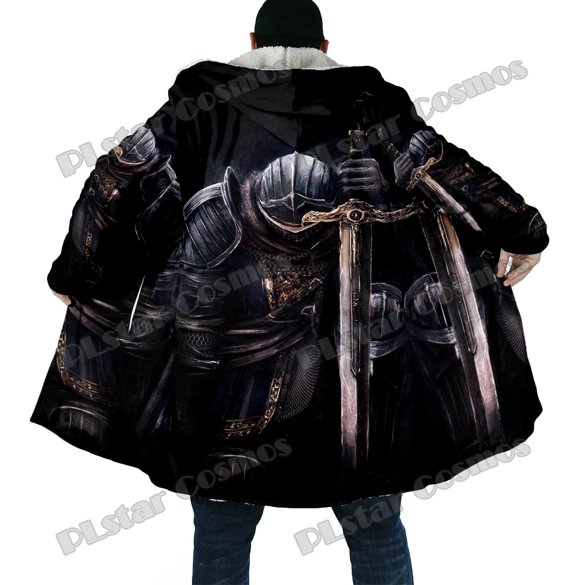 Winter Fashion Men's cloak Jesus Skull Pattern 3D All Over Printed Thick Fleece Hooded Cloak Unisex Casual Warm Cape Coat DP65