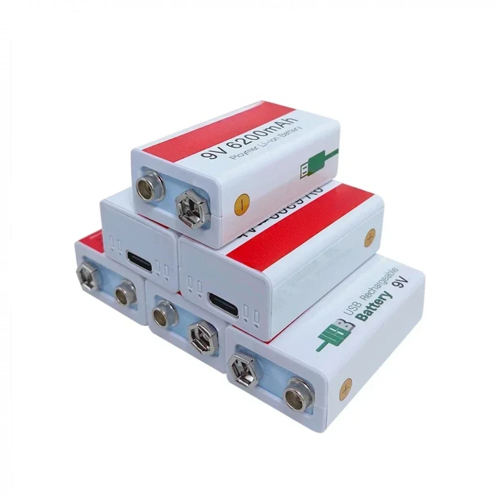9V 2-10pcs 6200mAh For Medical Instrument Multimeter Microphone  USB Li-Ion Rechargeable Battery