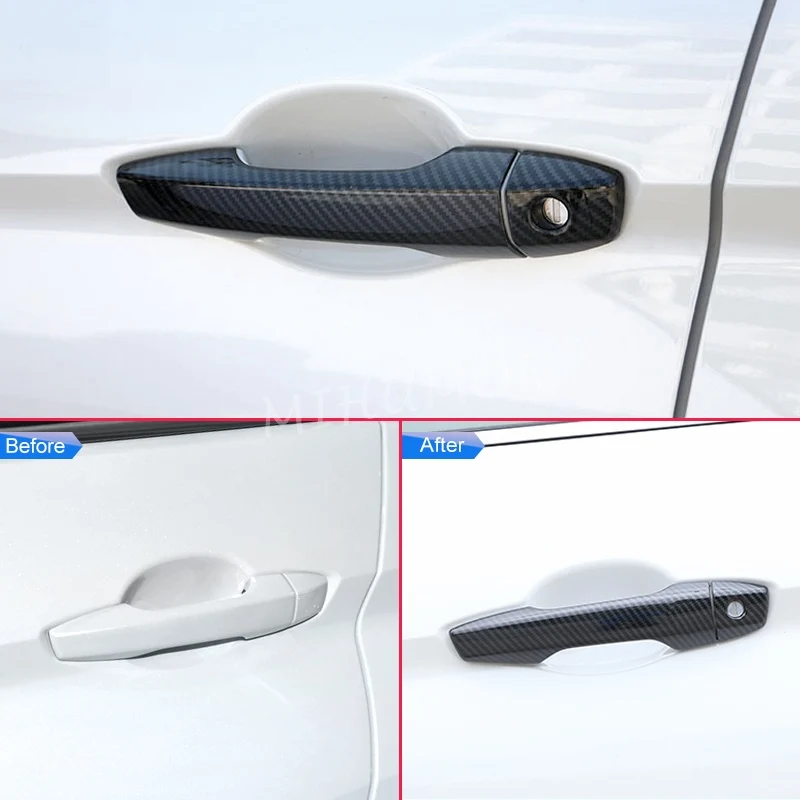 For 2018-2026 Mitsubishi Eclipse Cross w/o Keyless Carbon Fiber Car Door Handle Strip Cover Trim Protector Accessories view 2