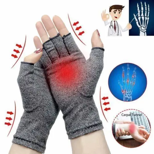 Anti Arthritis Compression Gloves Fingerless Support Rheumatoid Pain Relief Hot