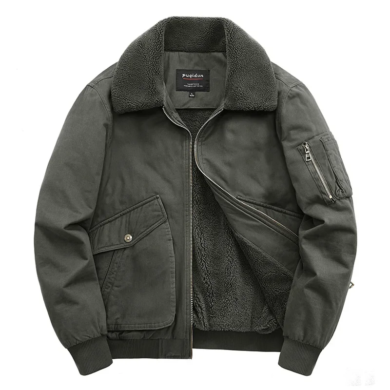 

Parkas Thickened Woolen Jacket Men Warm Large Leisure Winter Clothing Autumn Winter Fleece-lined For Middle-aged Elderly Coat