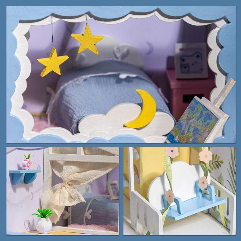 Modèle de petite maison de cabine de bricolage fait à la main, animation Kawaii, villa assemblée, scène de stockage faite à la main, maison de beurre, cadeau d'anniversaire