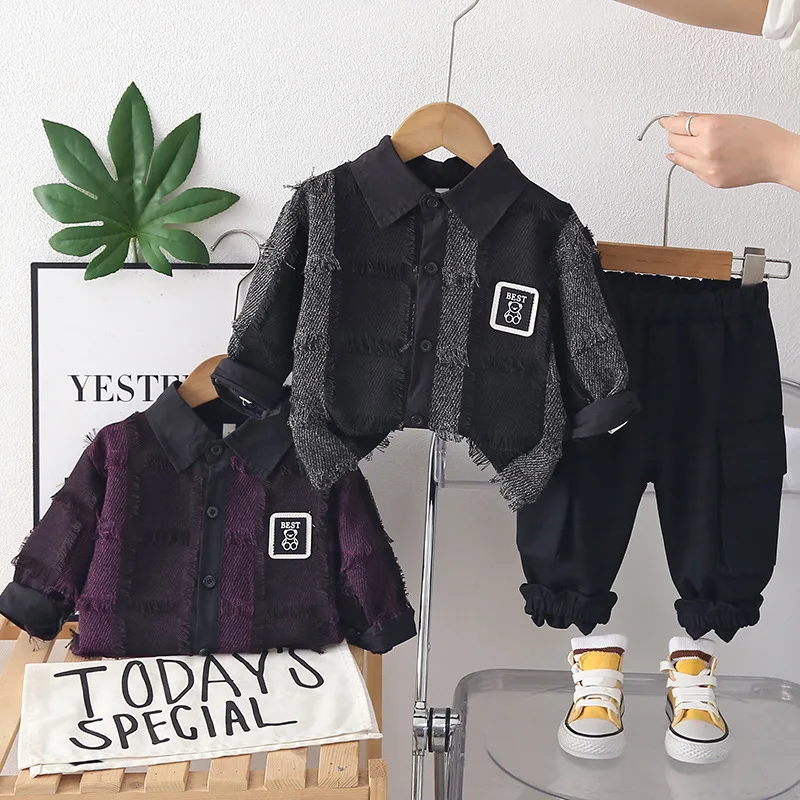 

Комплекты одежды для мальчиков Весна-Осень 2026: Модные рубашки, куртки, брюки (2 предмета) – Повседневный костюм для малышей, детский спортивный костюм, наряд для малышей