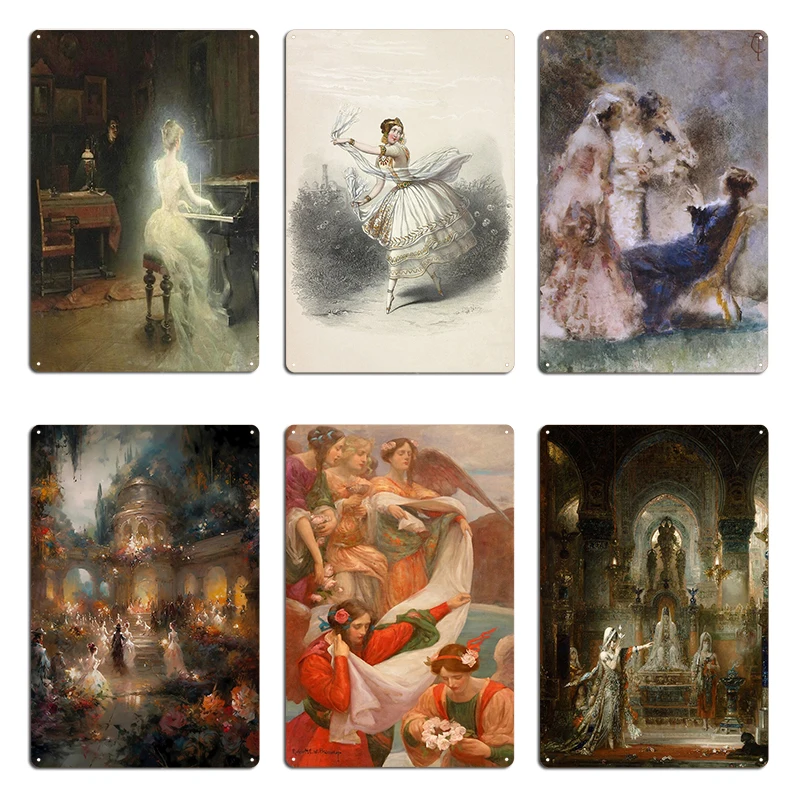 Pintura Vintage de fantasma victoriano jugando el Piano, Sígueme La Bayadera, placas de decoración de pared de Metal, cartel de estaño para sala de estar
