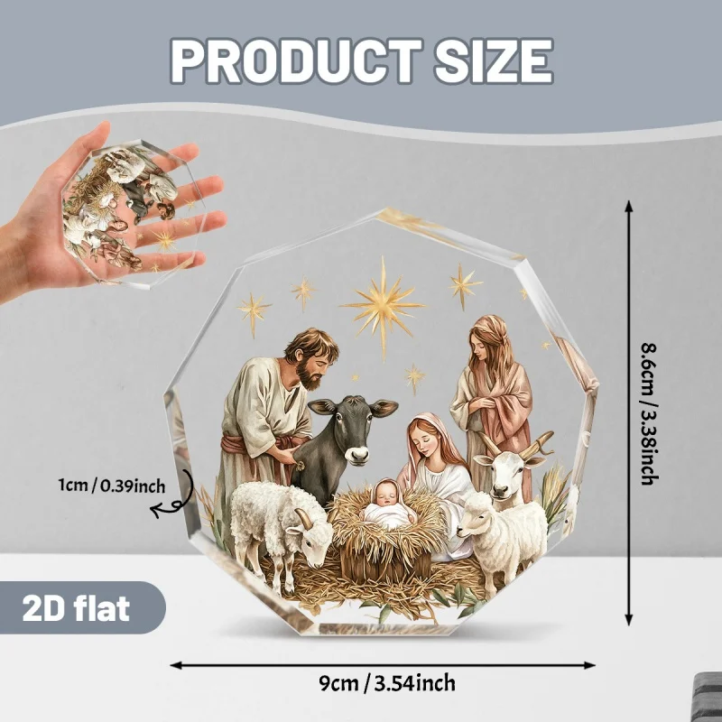 Christmas Nativity Manger 2D Acrylic Ornament Pastor Guard Scene Desktop Table Decoration Xmas Gift