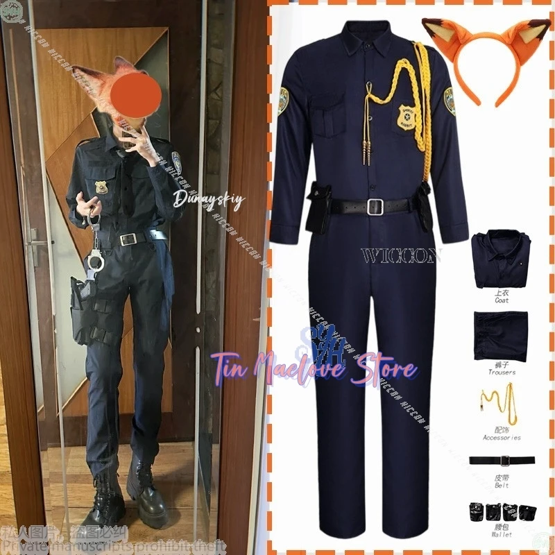 أنيمي فيلم 2 تأثيري فروي الثعلب Kawaii كوسبفلي в상 وسيم الشرطة موحدة الثعلب ملابس الأذن Furrsuit هالوين عيد الميلاد حفلة لعب الأدوار #1