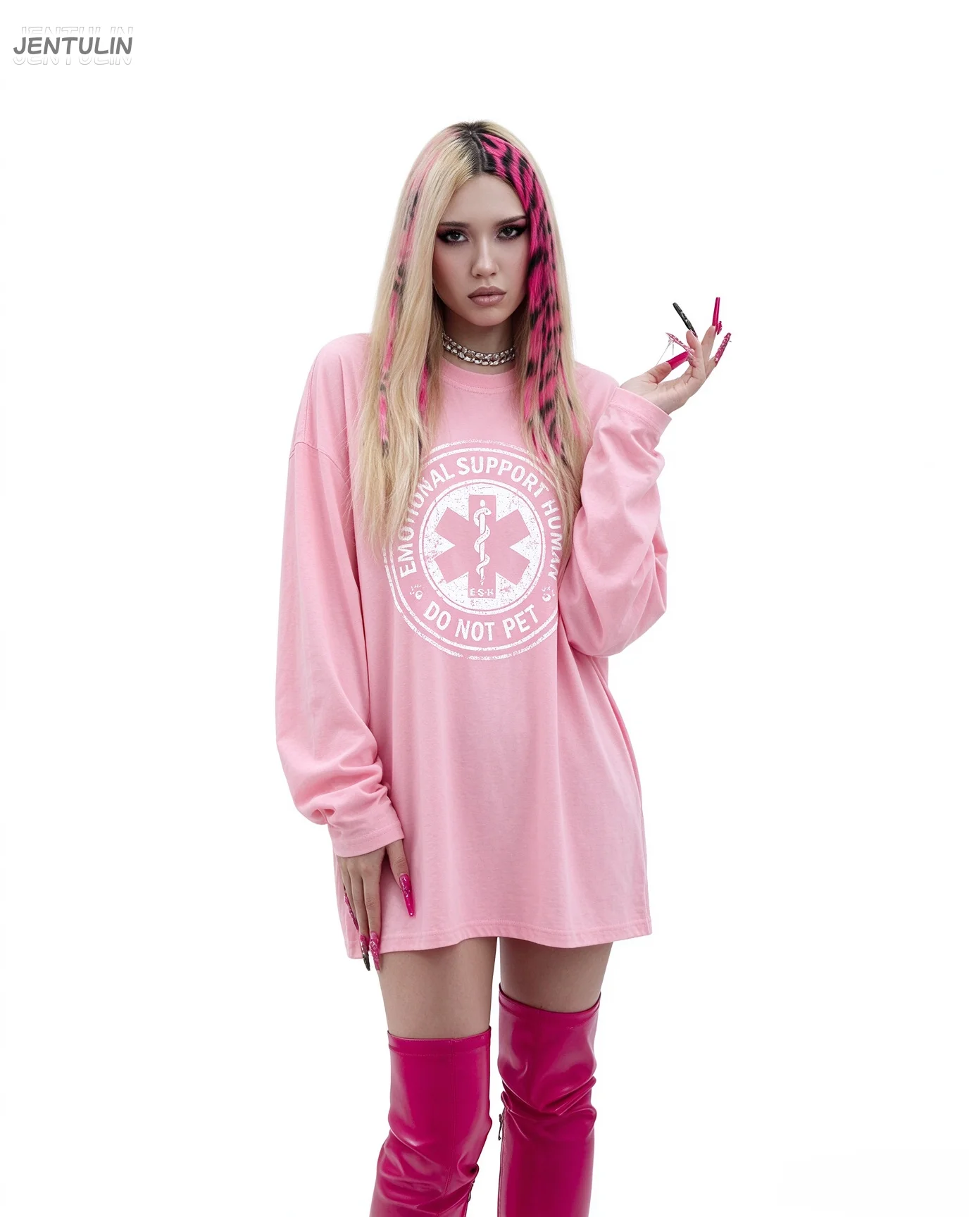 Y2K Aesthetic Letter Print Long Sleeve Shirt Emotional Support Human Graphic T-shirt Harajuku Streetwear Unisex Casual Top
