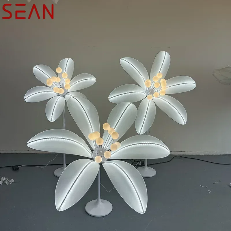 SEAN Modern White Lily Wedding Lamp LED Light for Party Stage Road Lead Little Fresh Flower Background Decoration