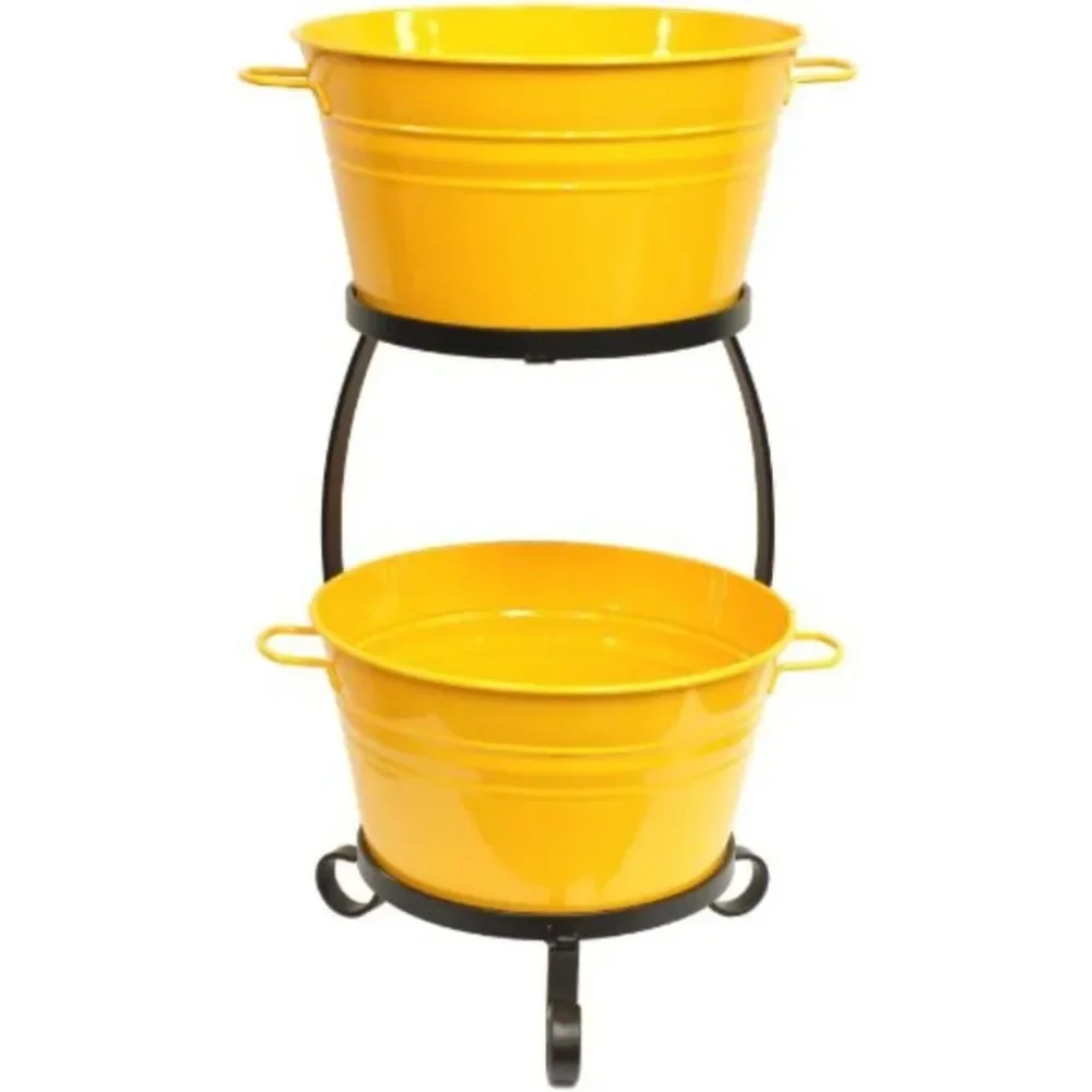 

Enameled Galvanized Steel Double Beverage Tub with Iron Stand Saffron