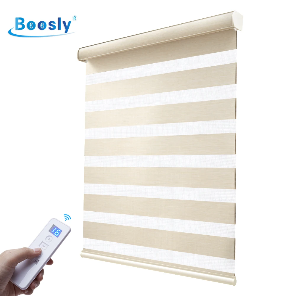 Electric Smart Blinds Window Curtains Living Room Motorized Blackout Zebra Fabric Blinds Christmas Vertical Zebra Shades