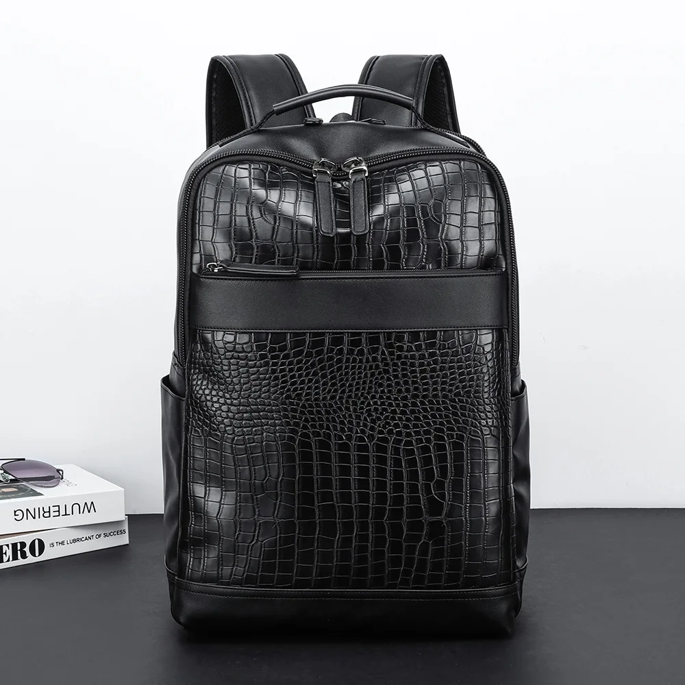 

Новый мужской рюкзак большой емкости, роскошный крокодиловый кожаный деловой рюкзак для ноутбука, модный тренд, сумка для багажа на короткие расстояния