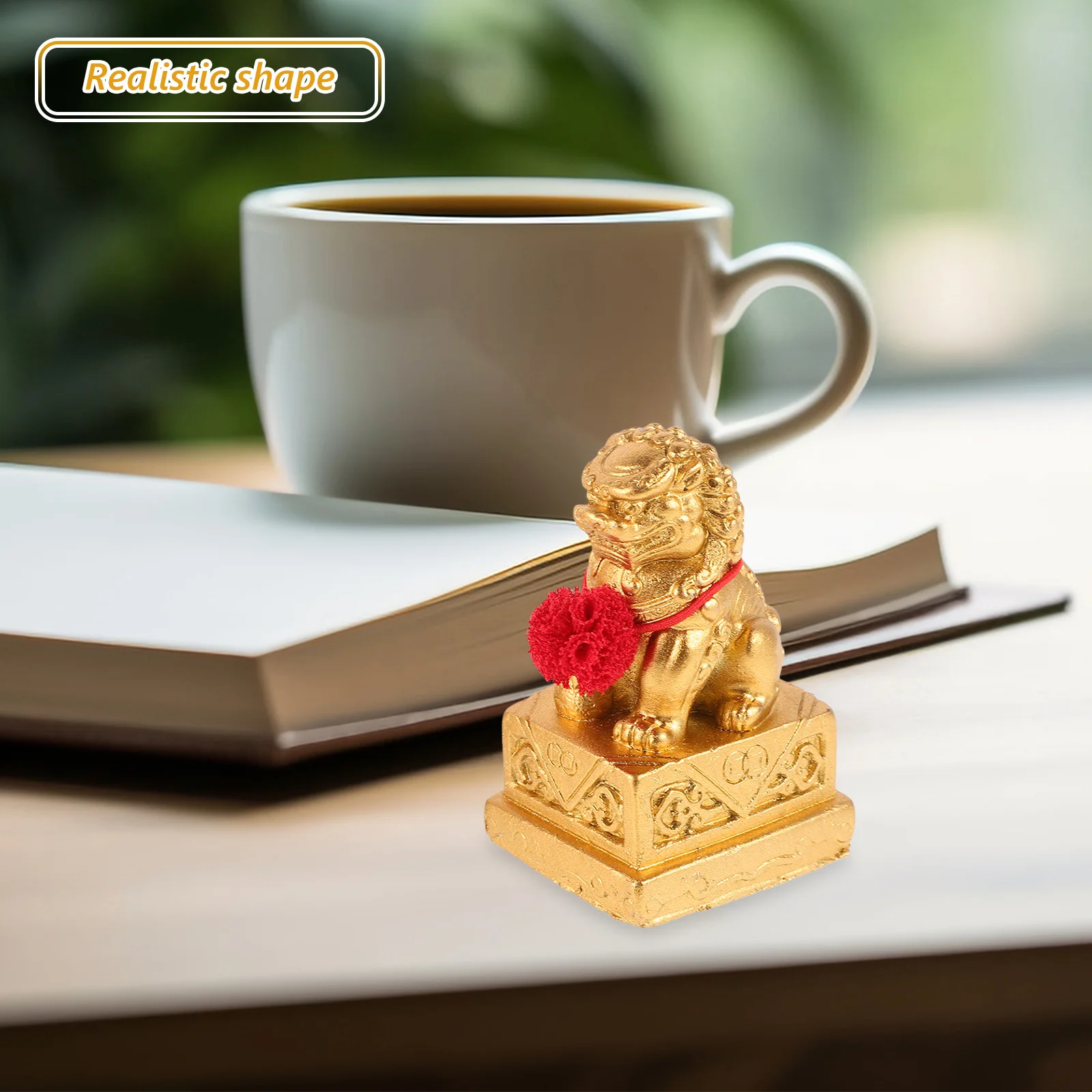 

2pcs Mini Lion Statues Resin Craft Chinese Traditional Mascot Ornament For Home Decor Desktop Office Car Hanging Decoration