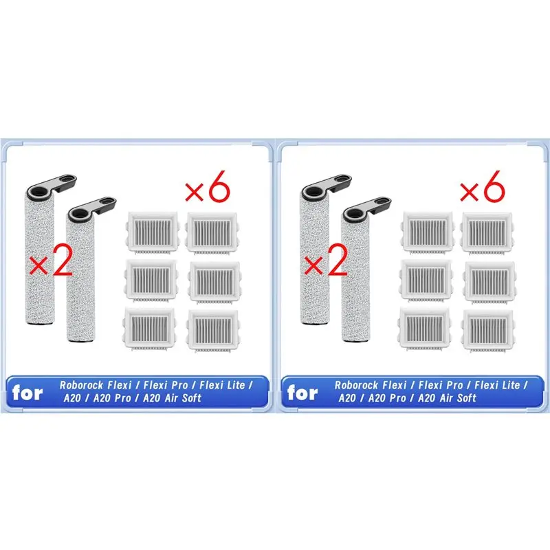

Комплект ABBN-2 для Roborock Flexi / Flexi Pro / Flexi Lite / A20 / A20 Pro / A20 Air: мягкая роликовая щетка для влажной и сухой уборки и фильтр