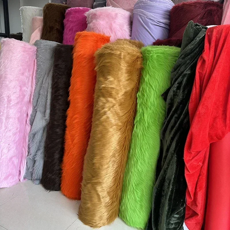 Soft Long Hair Plush Fabric Faux Fur By The Meters for Toy Upholstery Cosplay Diy Sewing Cloth Black Blue Purple  Gray Beige Red