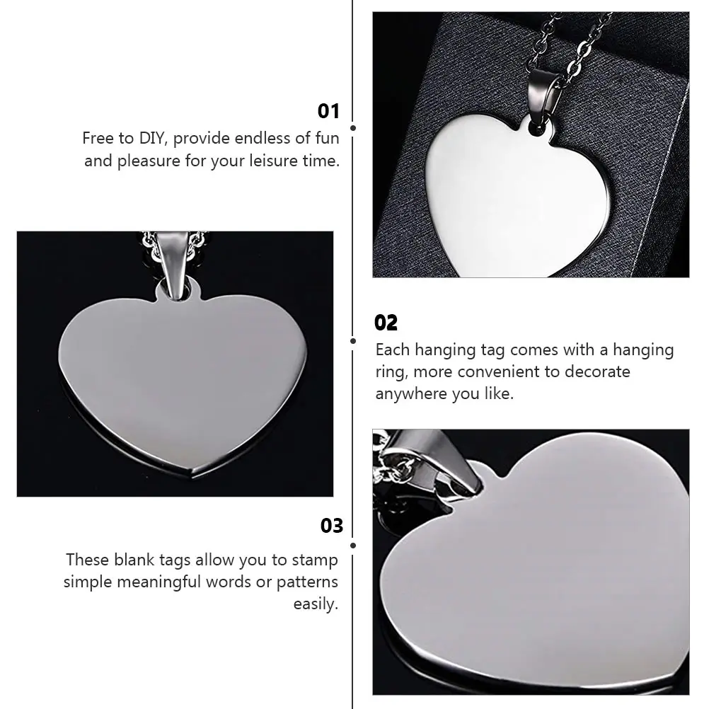 

6Pcs Stainless Steel Dog Tag Pendants Blank Stamping Tags DIY Craft Charms Engravable Metal Tags for Key Chain Necklace Jewelry