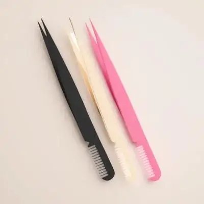 3 قطعة ملاقط تمديد الرموش من الفولاذ المقاوم للصدأ أداة الرموش مع مشط لتجعيد الرموش وتطبيق أداة التجميل الاحترافية