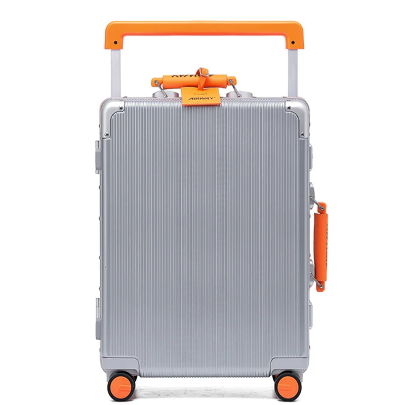 Valises d'embarquement à cadre en aluminium à nervures larges pour hommes et femmes, bagages de voyage à la mode, plus récent, 20 pouces, 24 pouces