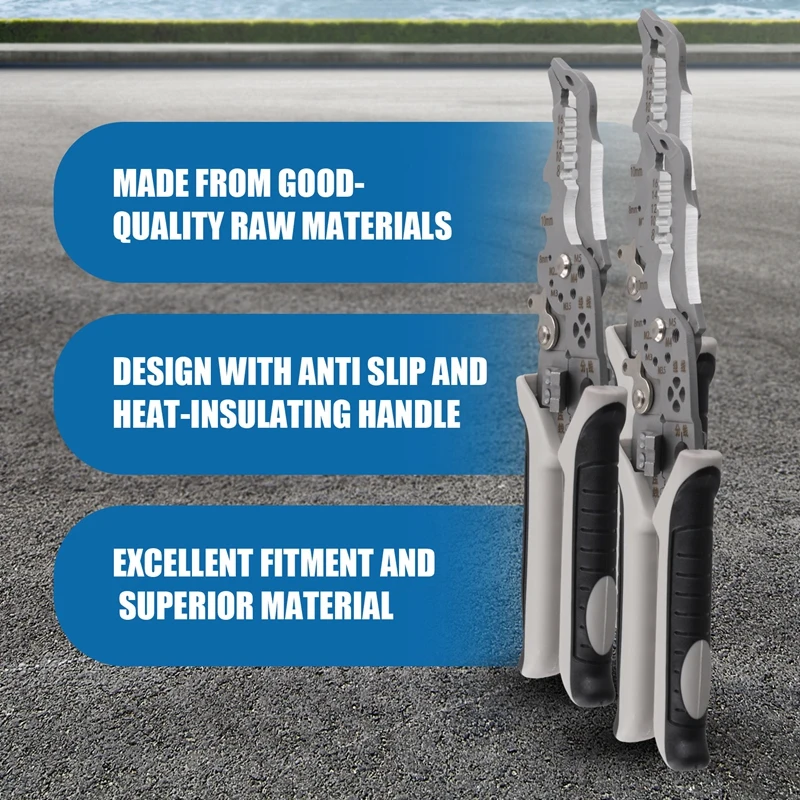3Pcs Multifunctional Elbow Wire Stripping Pliers With Spring Keychain, Multifunctional Elbow Wire Stripping Pliers