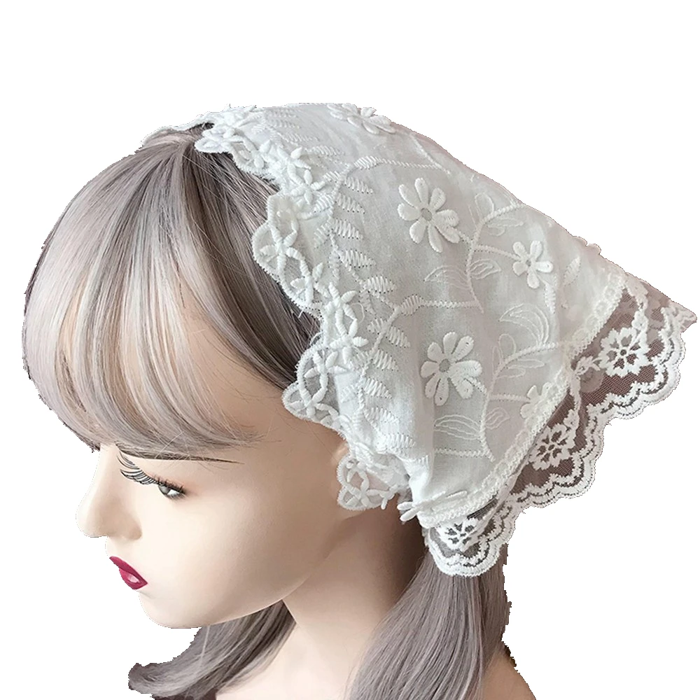 

Lolita Lace Head Scarf Bonnet Hair Band Triangle Headdress Women Girl Vintage Hair Accessories Headscarf