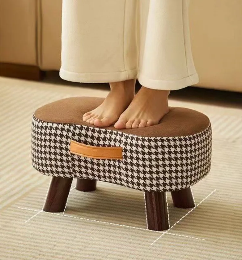Solid Wood Stacked Small Stool for Living Room Sofa Footrest Low Household Footrest Multi-functional
