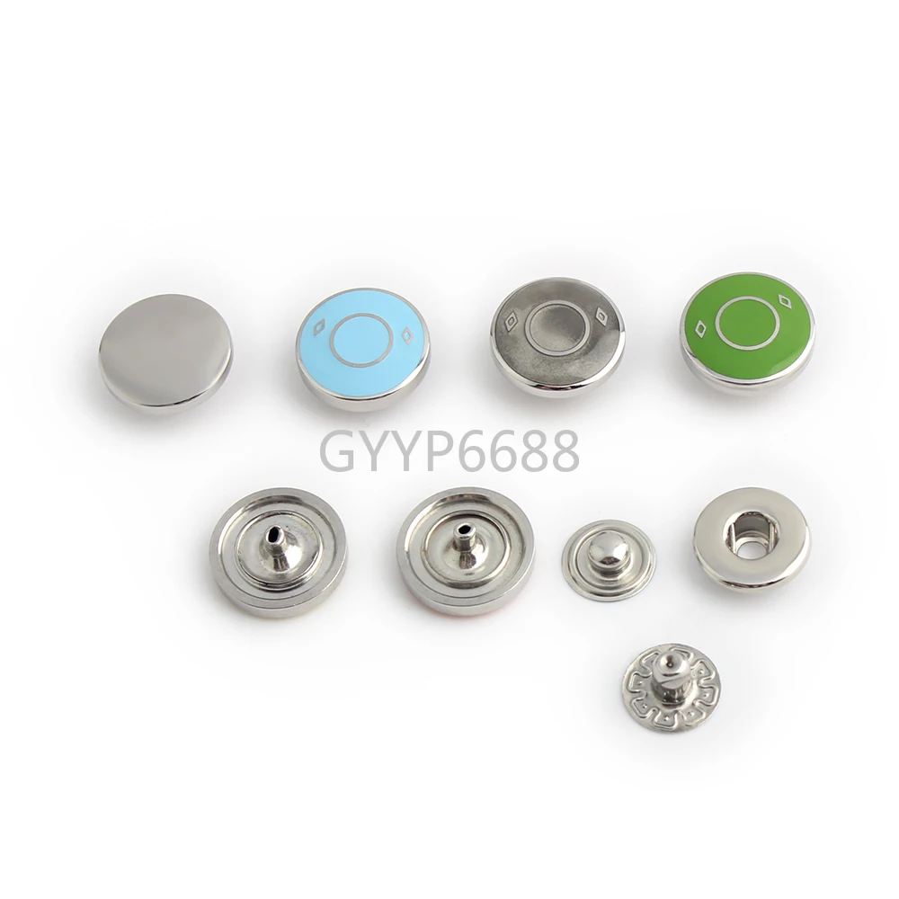 4-10-50PCS 15x10mm Stainless Steel Metal Round Buttons For Passport Holder Purse Bags Hand-Press Die Rivet Buckle Accessories