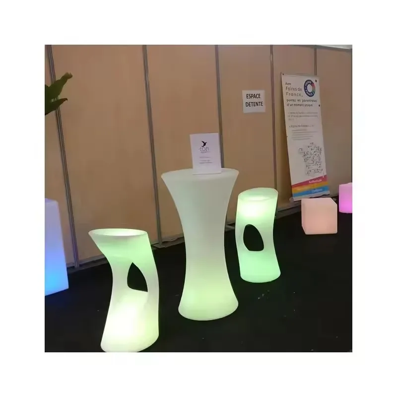 Luxury Light Emitting Diode Bar Chair Solar Charging Stool Nightclub Seats Outdoor Activities Portable Modern Design Lighting